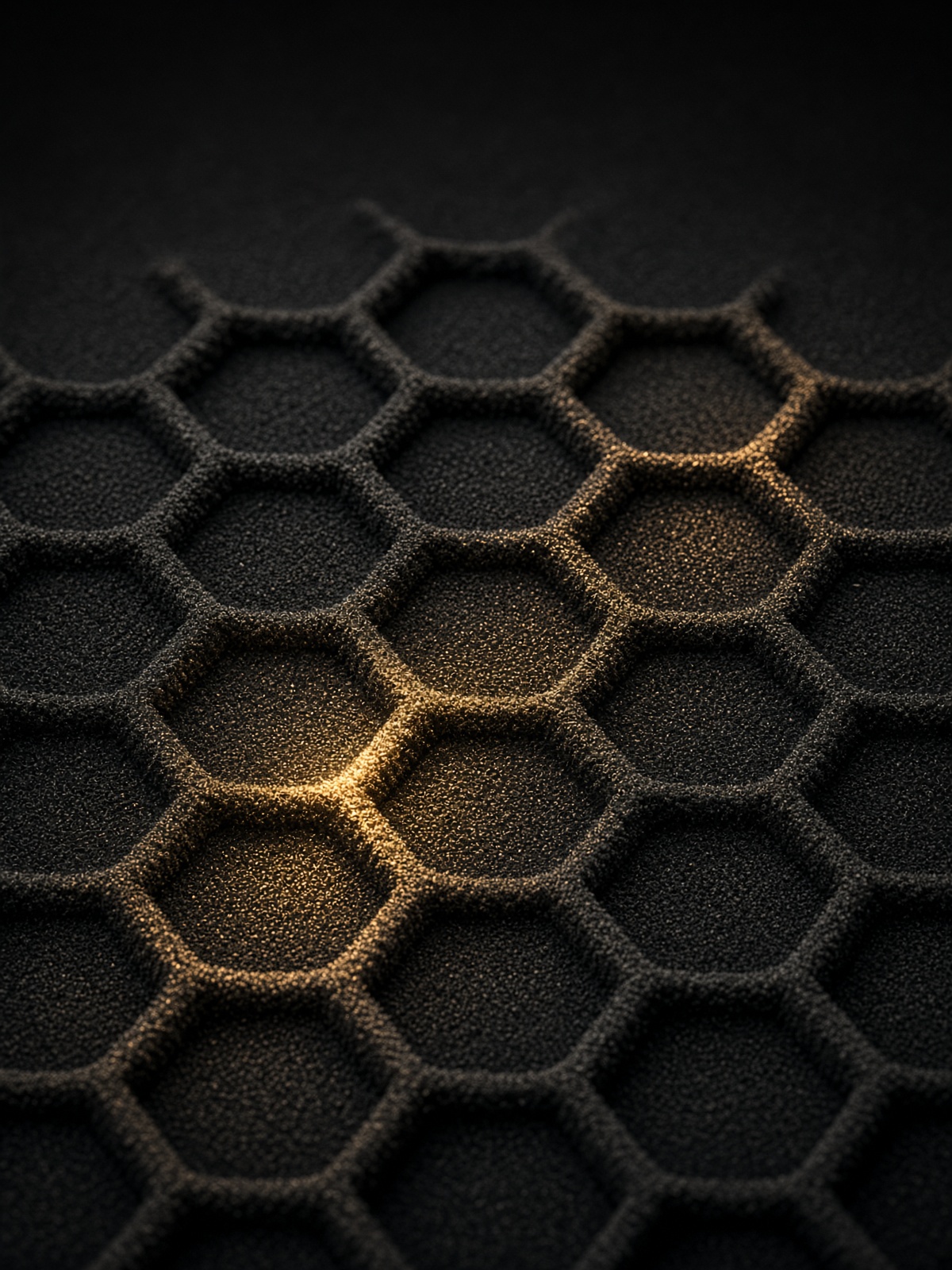 Dark sand formed into a precise hexagonal standing wave.